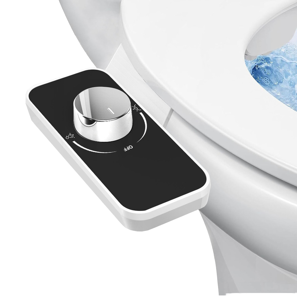 Manual Bidet Toilet Seat Attachment with Adjustable Pressure Settings, Retractable Self-Cleaning Dual Nozzles for Front and Back Wash