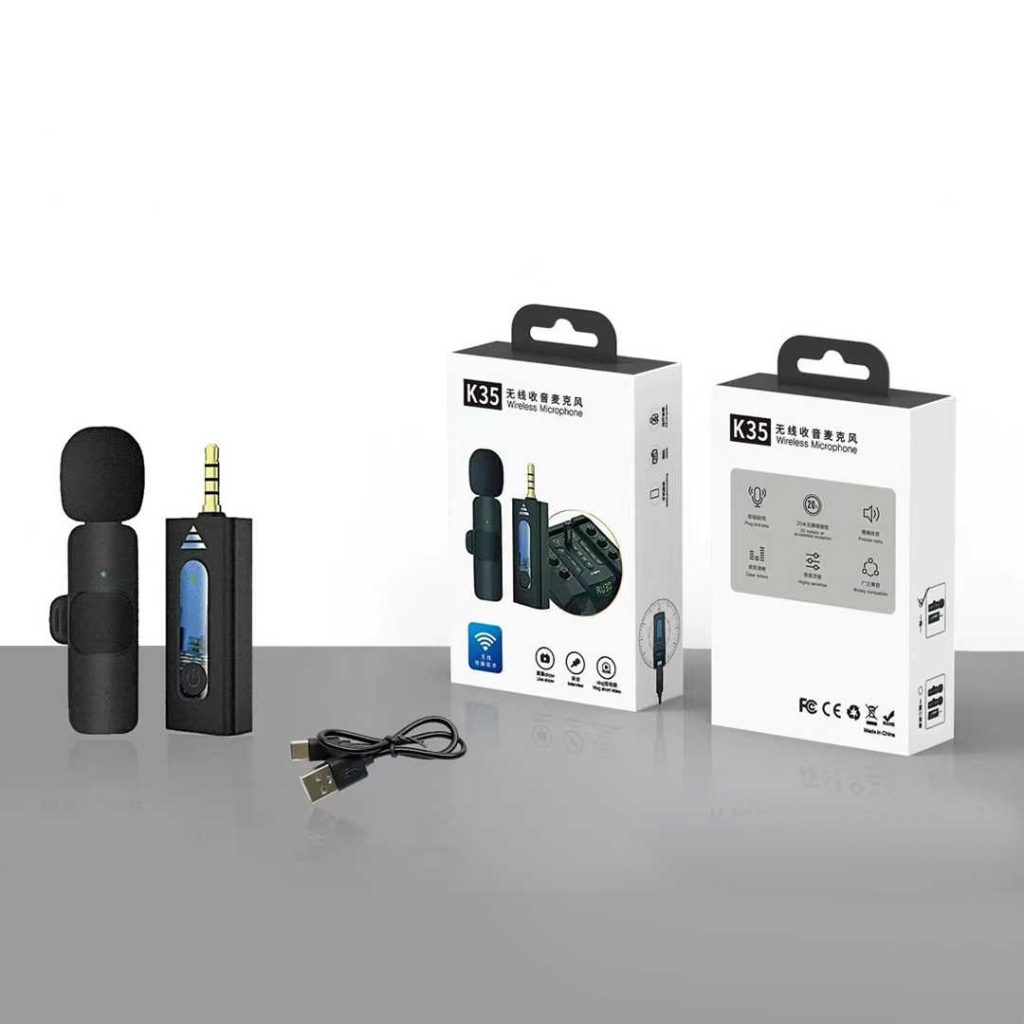 K35 Wireless Microphone 3.5mm Supported for Camera, Sound card, Smartphone