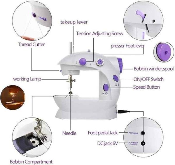 Mini Sewing Machine - Dual Speed Portable Mini Electric Pedal Sewing Machine